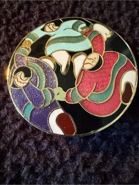 Vintage Barbara Lavallee Alaskan Folk Art Enamel Brooch